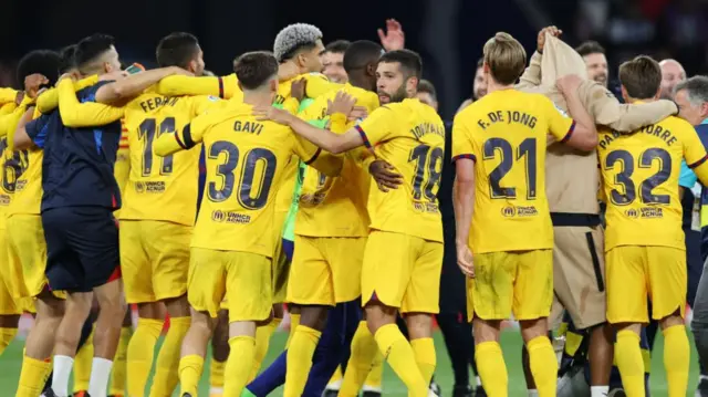 Barcelona players celebrate