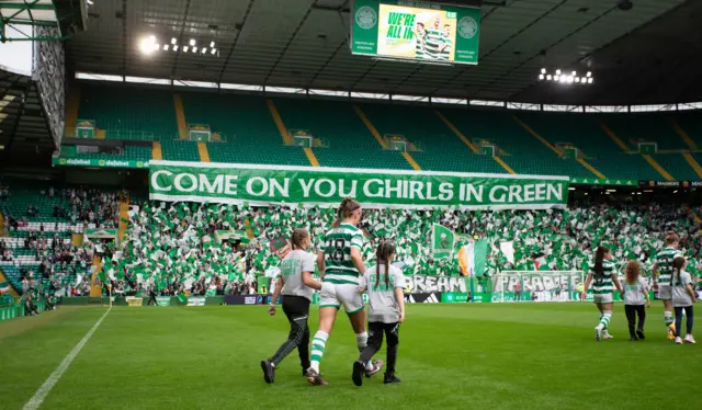 PFA Player of the Year Caitlin Hayes walks out at Celtic Park