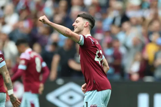 Declan Rice celebrates