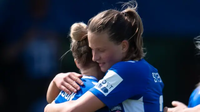 Hanna Bennison celebrates after scoring the winner for Everton against Brighton