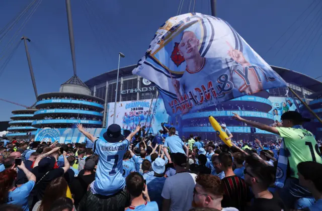 Man City fans outside the stadium