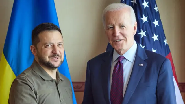 Ukrainian President Volodymyr Zelensky with US President Joe Biden