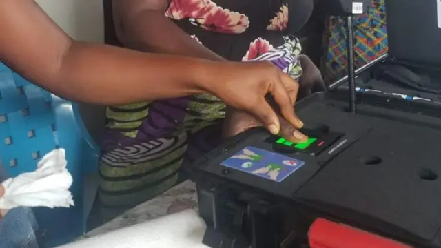 A voter registering