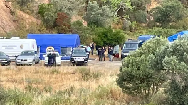 Police tents at the reservoir