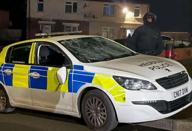 Police car damaged in Ely