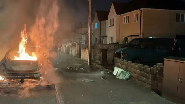 Vehicle set alight in Cardiff