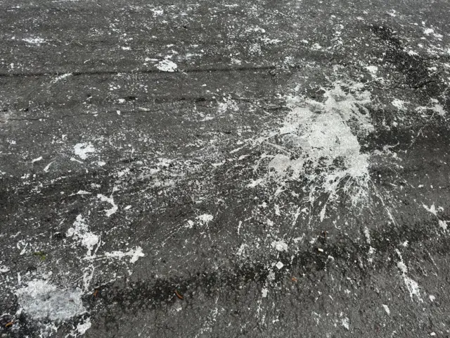 White paint on the ground