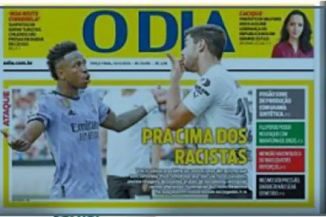 Brazilian newspapers on Vinicius Jr