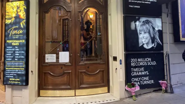 Flowers left outside London's Aldwych Theatre