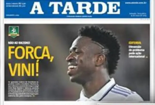 Brazilian newspapers on Vinicius Jr