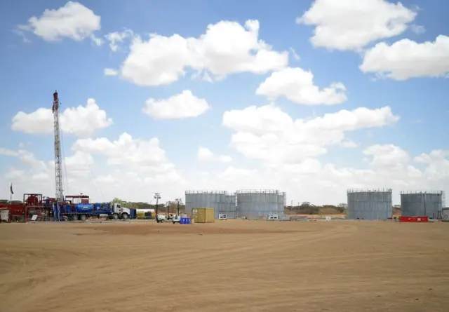 A picture taken on March 26, 2017, shows an oil drilling block managed by British company Tullow Oil at Lokichar basin in Turkana county.