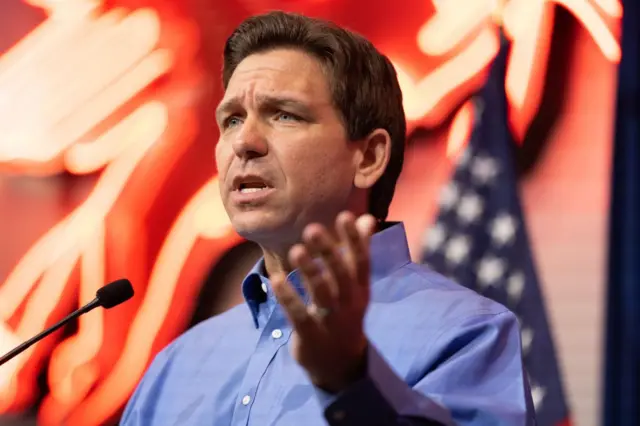 Florida Governor Ron DeSantis speaks at an event in Iowa in March 2023