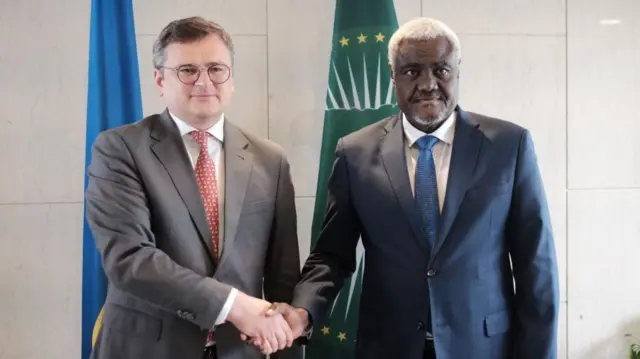 Ukraine Foreign Minister Dmytro Kuleba and Chairperson of the AU Commission Moussa Faki