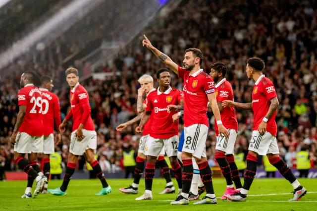 Bruno Fernandes celebrates a goal