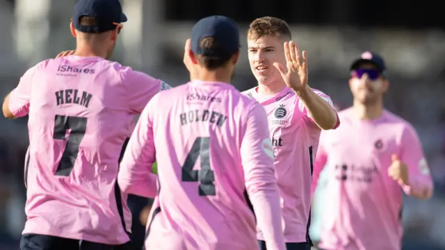 Middlesex celebrate wicket