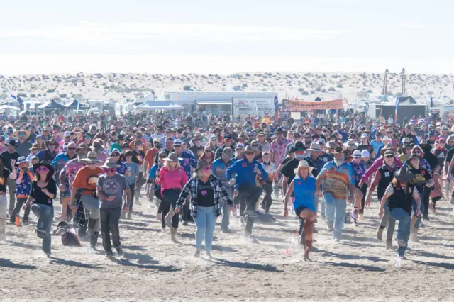 Participants at the Nutbush dance world record attempt