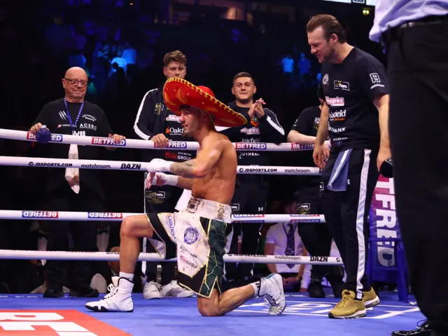 Leigh Wood with a sombrero on his head