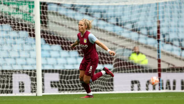 Aston Villa striker Rachel Daly scores in the WSL