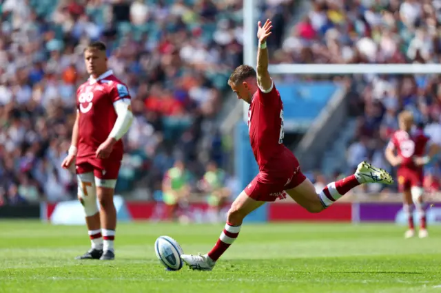 George Ford kicks a penalty