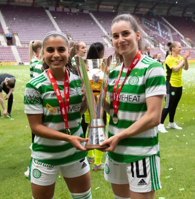 Celtic players with Scottish Cup