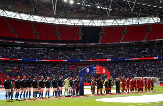 Stockport and Carlisle player lined up before their League Two play-off final on Sunday