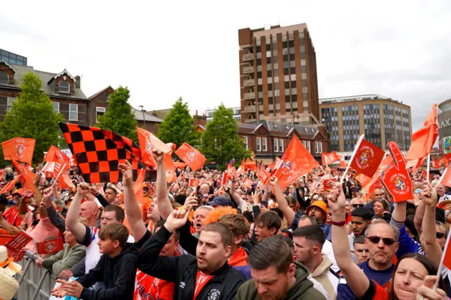 Fans in St George's Square luton