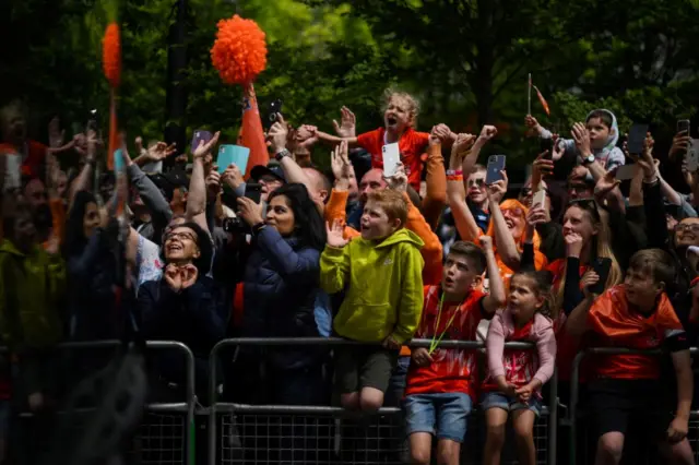 Crowds celebrate Luton Town's promotion