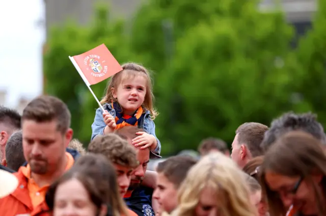 Fans celebrating Luton Town's promotion