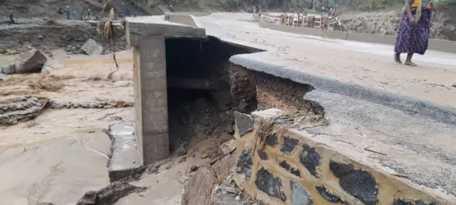 A damaged road in Rwanda