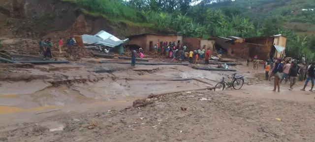 Damaged road in Rwanda