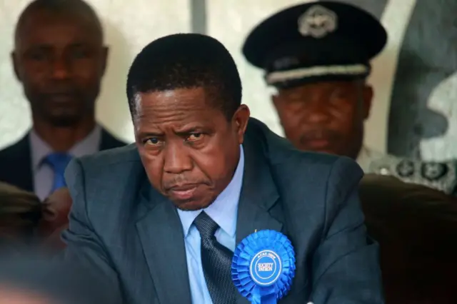 Zambian President Edgar Lungu attends the inauguration day of the Agriculture and Commercial fair on August 5, 2017 in Lusaka.