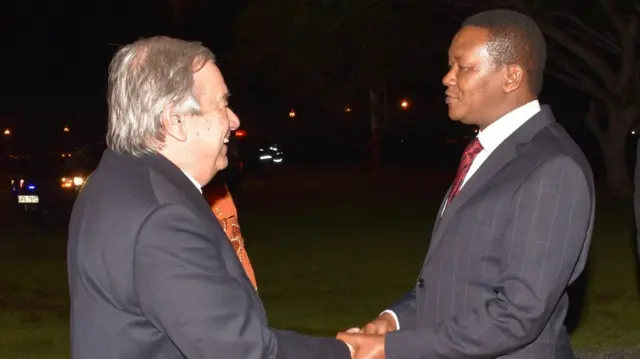 Antonio Guterres with Kenya's Foreign Minister Alfred Mutua