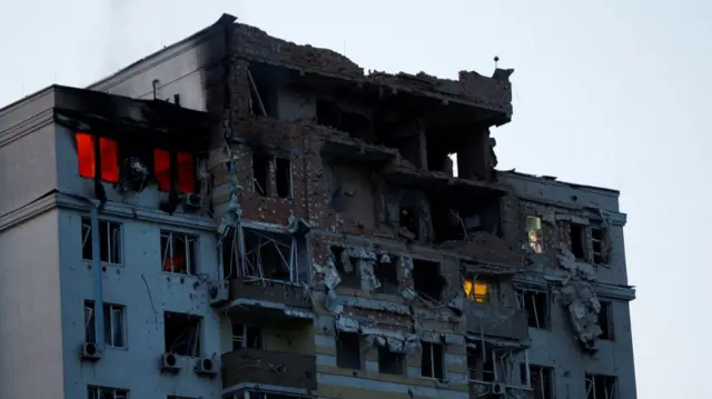 High-rise building in Kyiv struck after several drones shot down by Ukrainian air defence