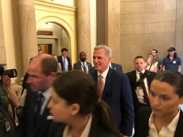 McCarthy, smiling, says he is confident the bill will pass