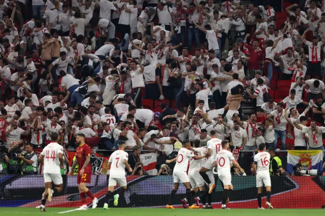 Sevilla fans celebrate