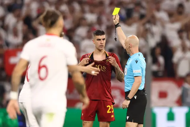 Gianluca Mancini is booked