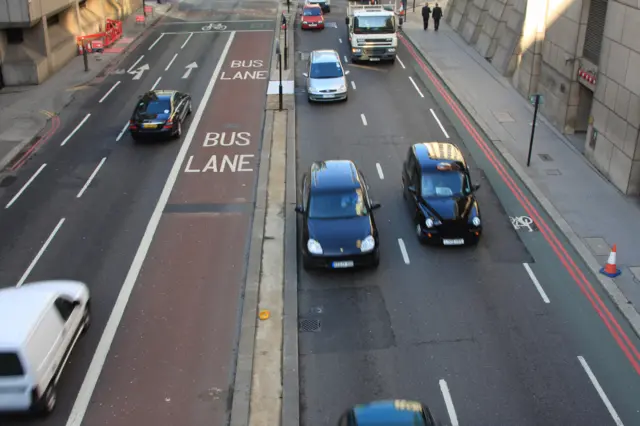 Bus lane in London