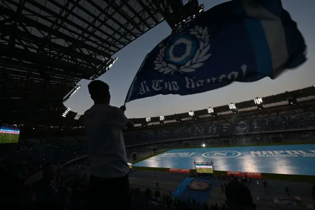 Napoli home stadium watches on