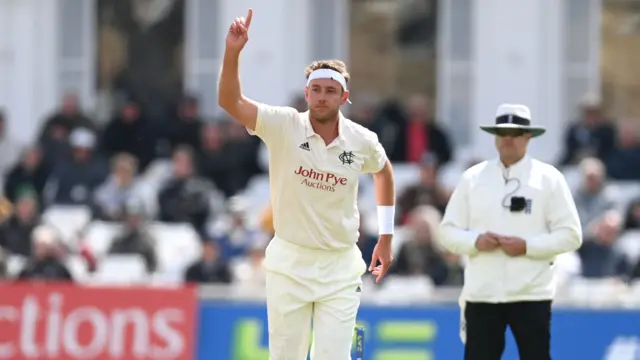 Stuart Broad celebrates a wicket