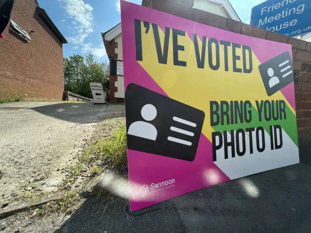 A sign outside a polling station.