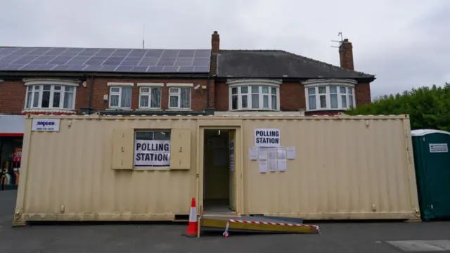 A polling station is pictured as people go to the polls in the local elections on May 04, 2023 in Middlesbrough, England