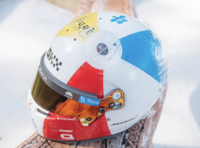 Lando Norris' beach ball helmet design