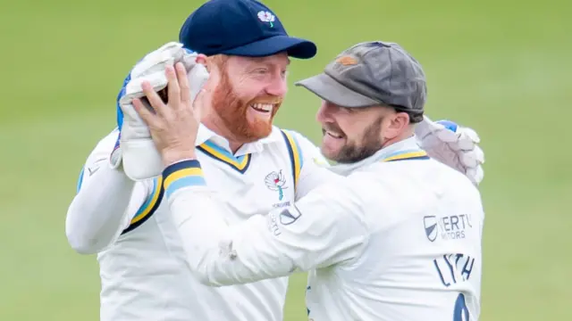 Jonny Bairstow celebrates a wicket