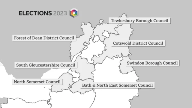 Map showing councils that are being contested