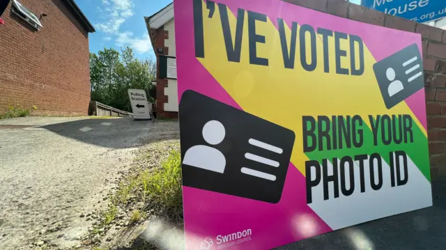 Sign at polling station in Swindon