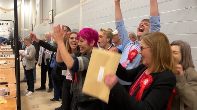 Labour members celebrate in Bromsgrove