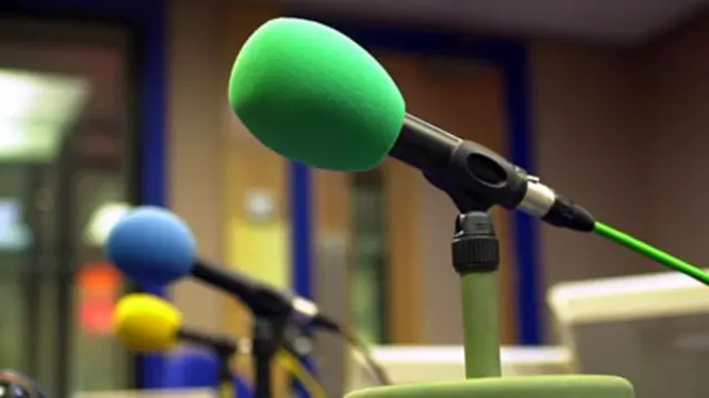 A studio with microphones