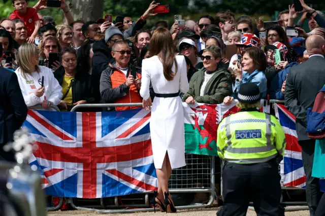 The Princess of Wales talks to crowds