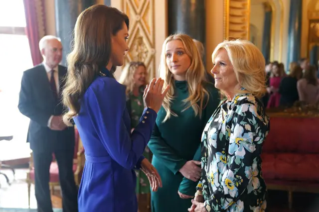 Princess of Wales with the first Lady of the United States and her granddaughter