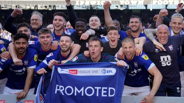 Ipswich Town celebrate promotion